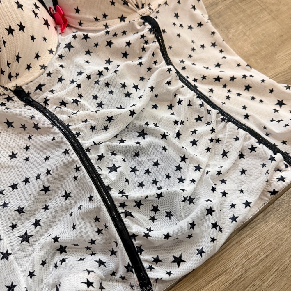 Passion Forever Star Print Corset Style Camisole Top XL, White, Black, Pink - Picture 6 of 14